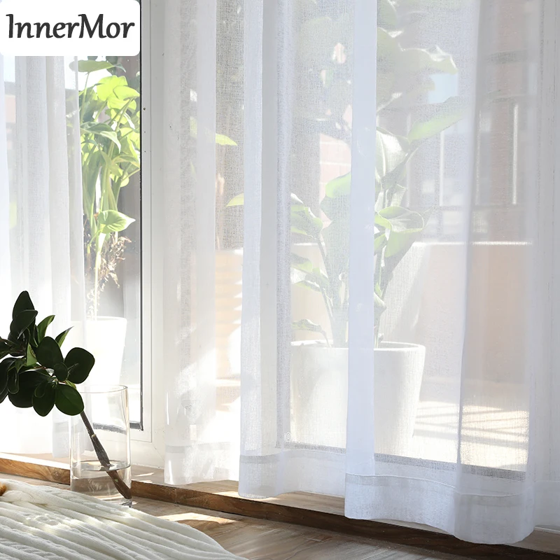 

Innermor белые однотонные шторы для гостиной элегантные тюль на окна световые Шторы для кухни Индивидуальные