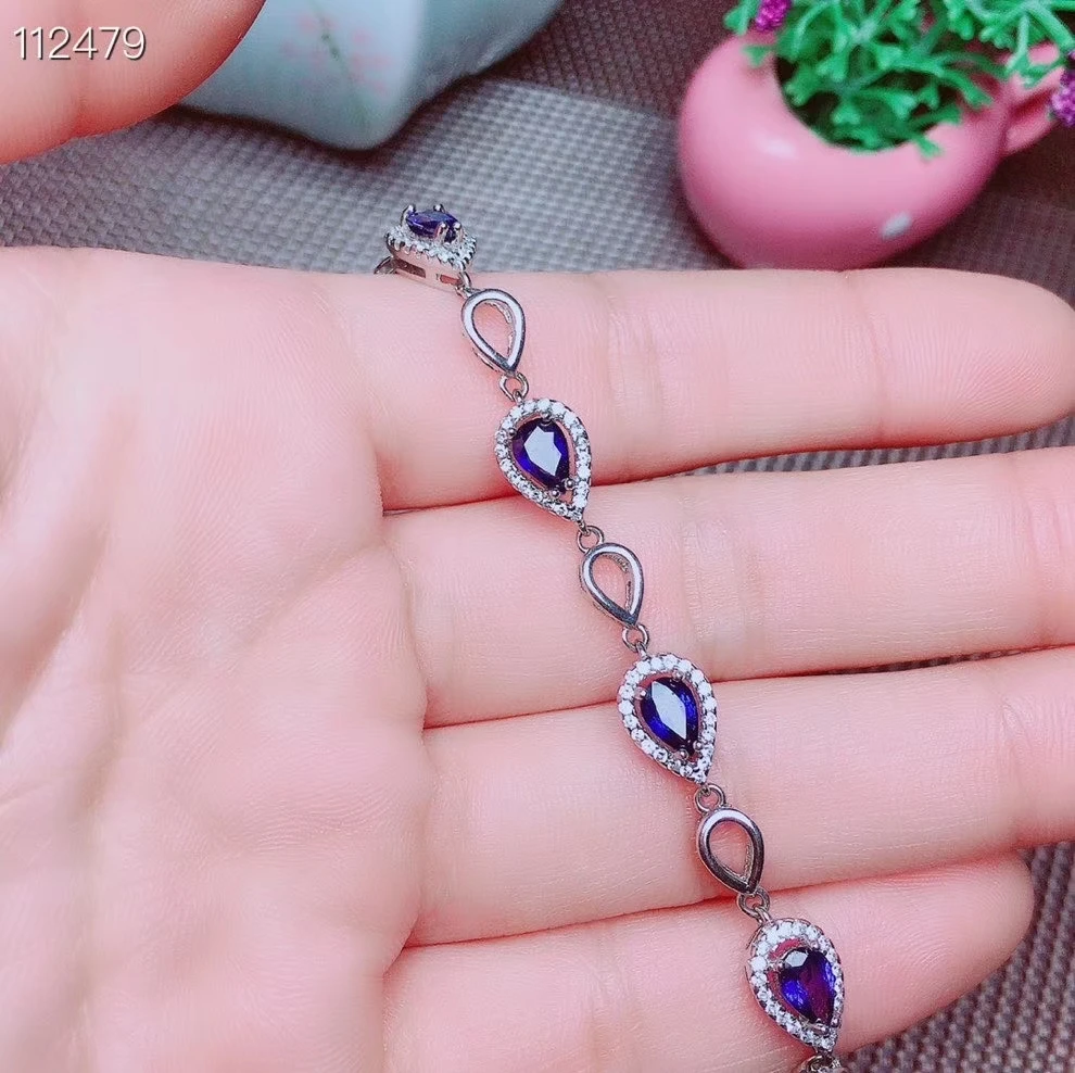 

KJJEAXCMY fine jewelry natural sapphire 925 sterling silver new women gemstone hand bracelet support test classic