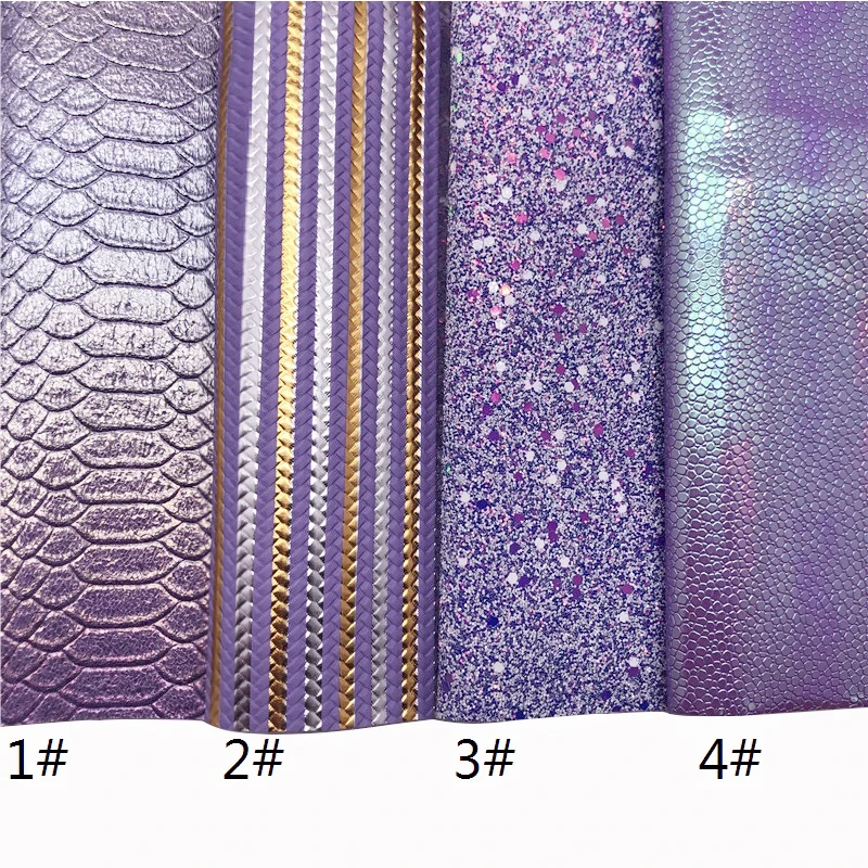Фиолетовая объемная блестящая кожаная ткань с золотыми полосками искусственная