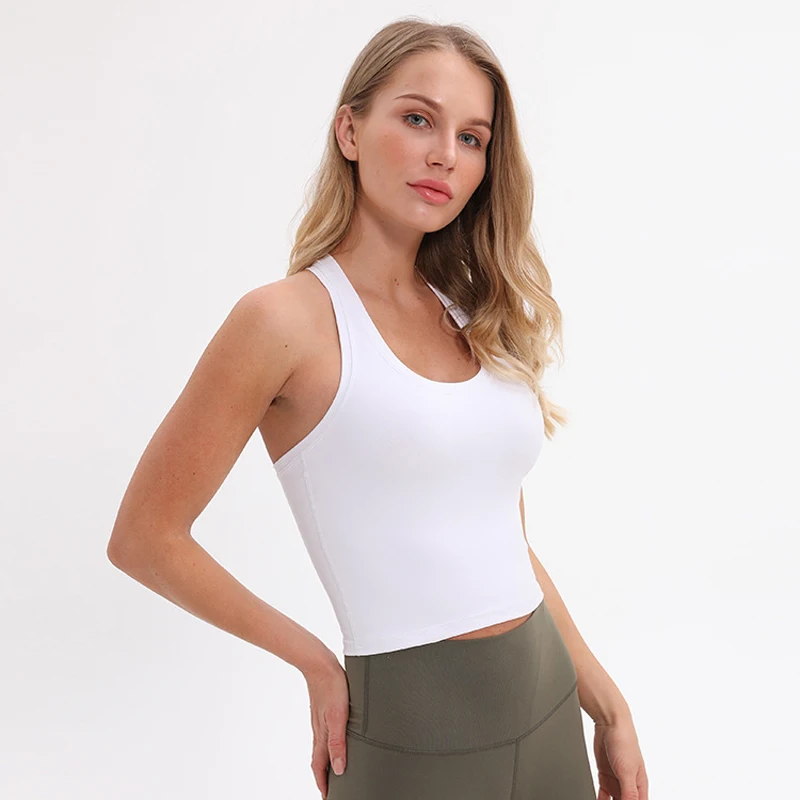 

Yoga Shirt Sport T Shirt Sportswear Singlet Athletic Racer Back Crop Gym Top Women Fitness Quick Dry Running Vest Workout Jersey