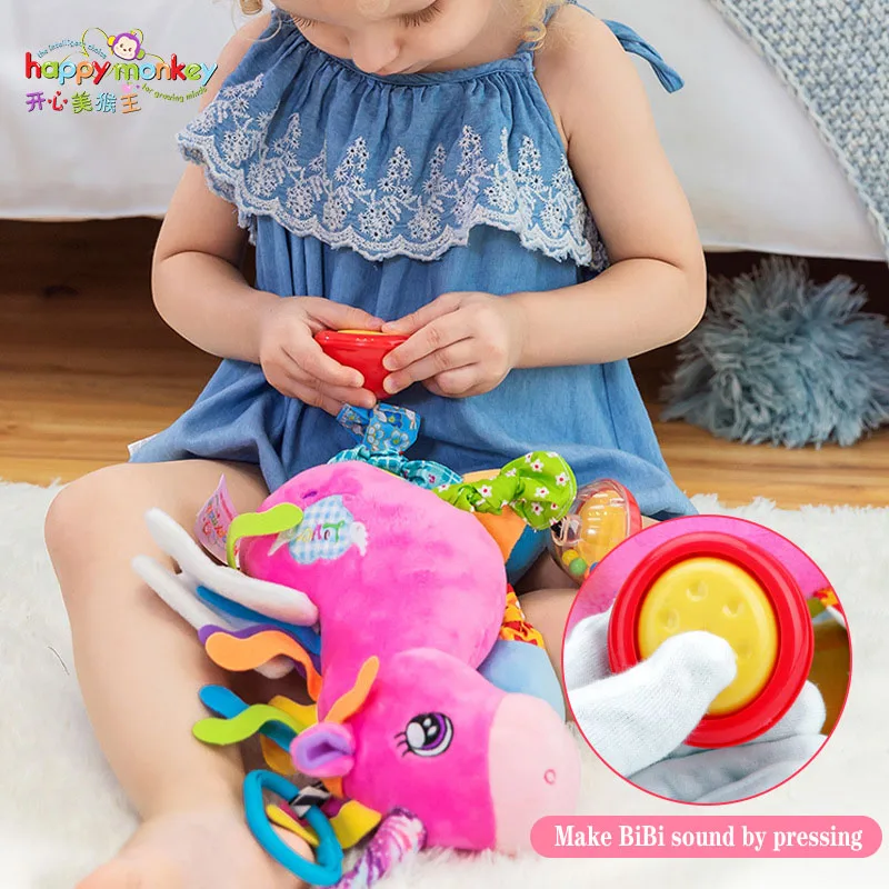 Подвесная погремушка для новорожденной коляски разноцветная Мягкая Плюшевая