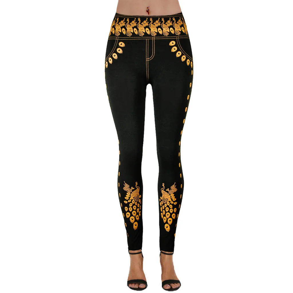 Колготки стрейчевые с принтом спортивная одежда Леггинсы для йоги тренировки