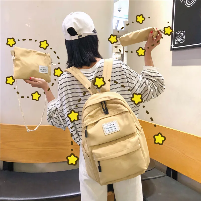 3 комплекта рюкзак Повседневная многокарманная школьная сумка женские сумки на