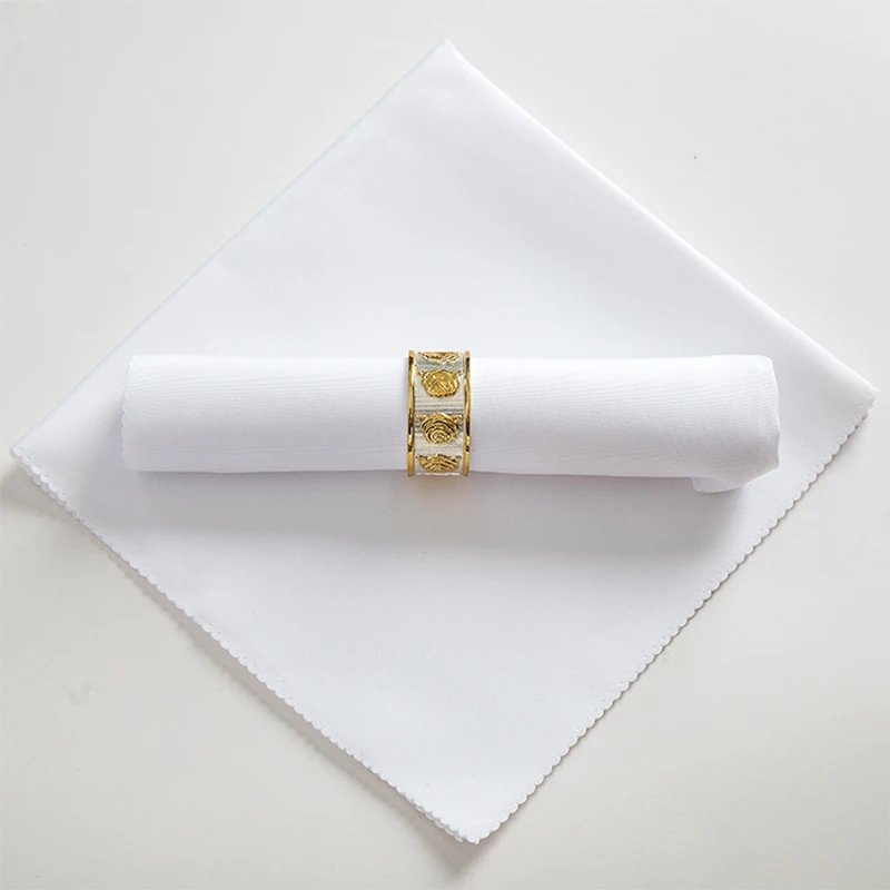 

Solid Color White Wedding Table Cloth Napkins Recycled Textile Napkins Polyester Restaurant Handkerchie Eco-Friendly 48cm Square