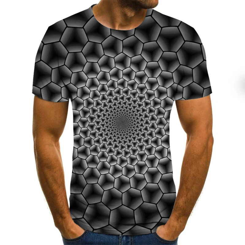 

2020 new Summer Fashion Colorful 3D Printing Short Sleeve Men T-Shirt Casual Round Neck T-shirt Pattern Street Clot Fun Vision