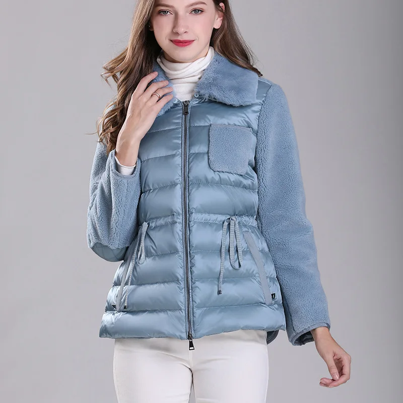 

Осень-зима 2021 Новинка Шерстяная трикотажная легкая и тонкая куртка с большими лацканами на завязках женская короткая приталенная для сохра...