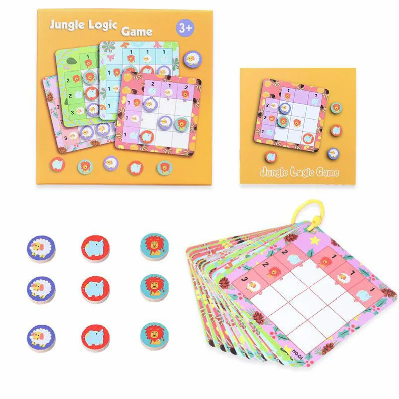 39 шт. деревянные Логические игры с животными (jiugong Grid) Интерактивная игрушка для