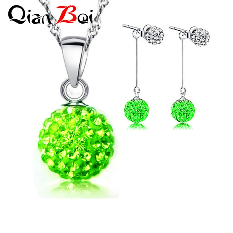 QianBei Модные Ювелирные наборы 10 мм Disco Ball Австрийское ожерелье со стразами и серьги