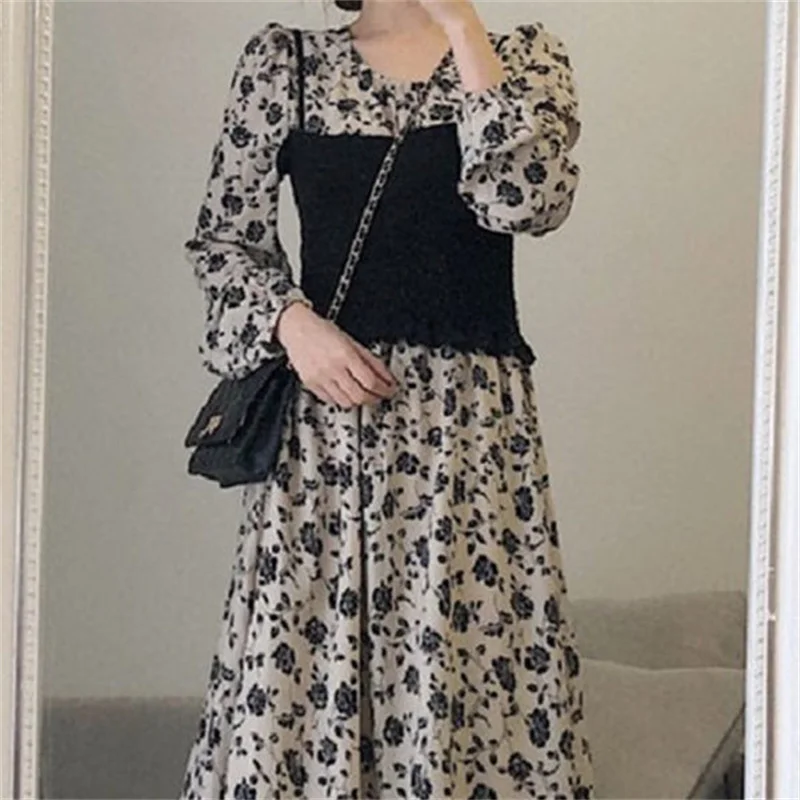

3689# French Light Luxury Two-piece Sling Back Dress Autumn New 2021