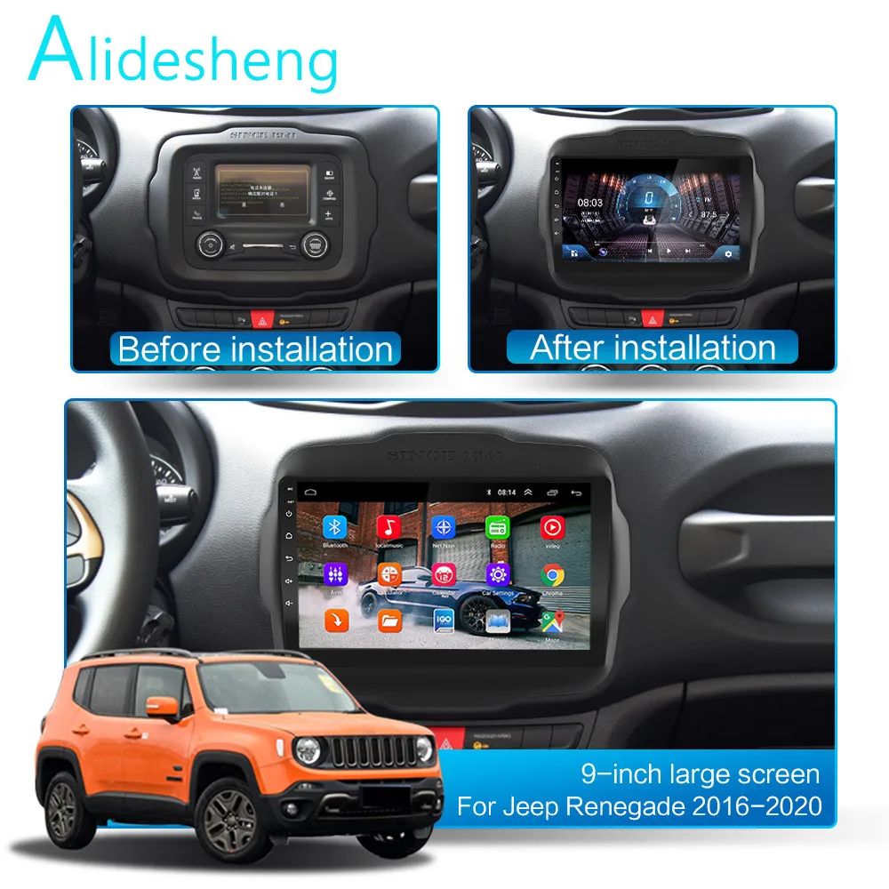 Автомагнитола 2 din 4 + 64 ГБ DSP Android 9 0 4G мультимедийный видеоплеер для Jeep Renegade 2016 2017 2018