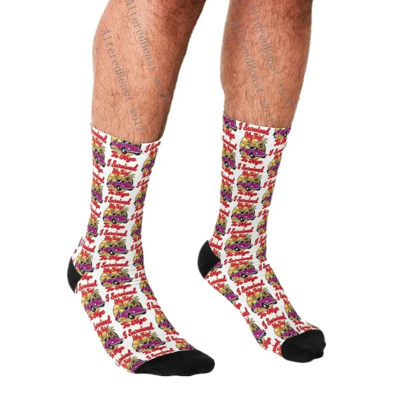 

Men's Funny socks I Survived My Trip to NYC red Socks harajuku Men Happy hip hop Novelty boys Crew Casual Crazy Socks for men