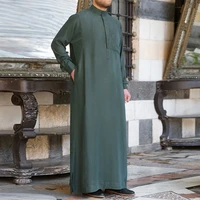 muslim middle east long sleeved pure color mens garment arabs robes daily wear