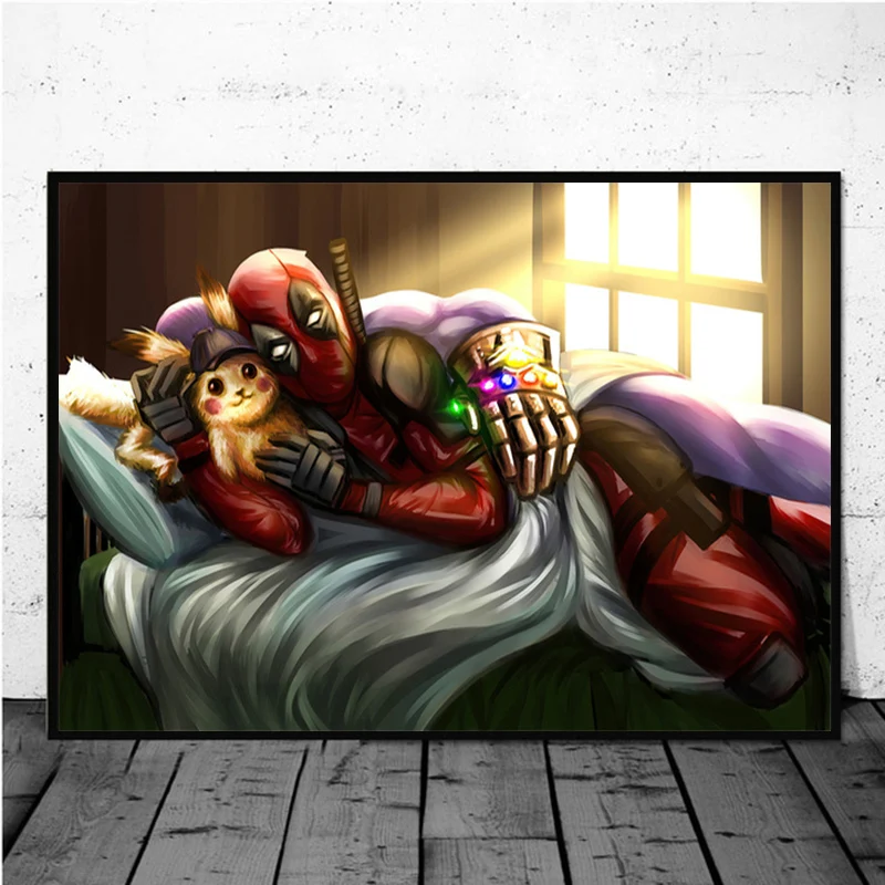 Картина на холсте Marvel Avengers супергерой Deadpool плакаты и печати для декора гостиной картину домашнего декора.