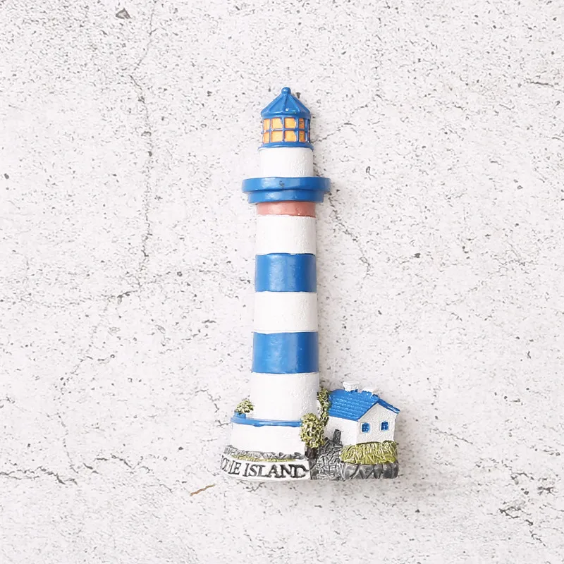 Blue Lighthouse A Магнит на холодильник, магнитные смолы Средиземноморский Ветер Маяк моряк, капитан круизного судна Сувениры украшение на холодильник - Цвет: Blue Lighthouse A
