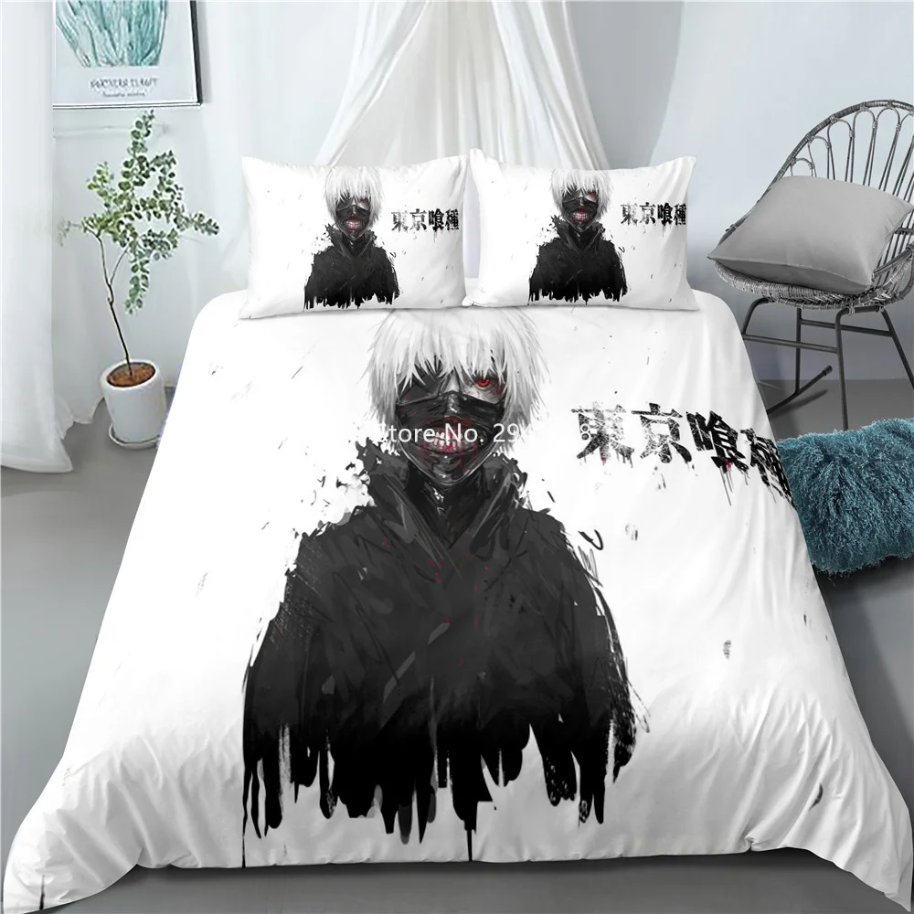 

Anime Tokyo Ghoul Bedding Set Duvet Quilt Cover and Pillowcase Home Textile Adult Children Bedroom Decoration Colorful Print