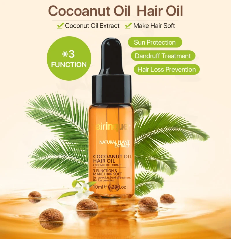 

3set HAIRINQUE New Arrivals 12% Hair Care Keratin Hair Treatment Set&10ml Hair Oil Coconut Oil Skin Hair Care Essential Oil Set