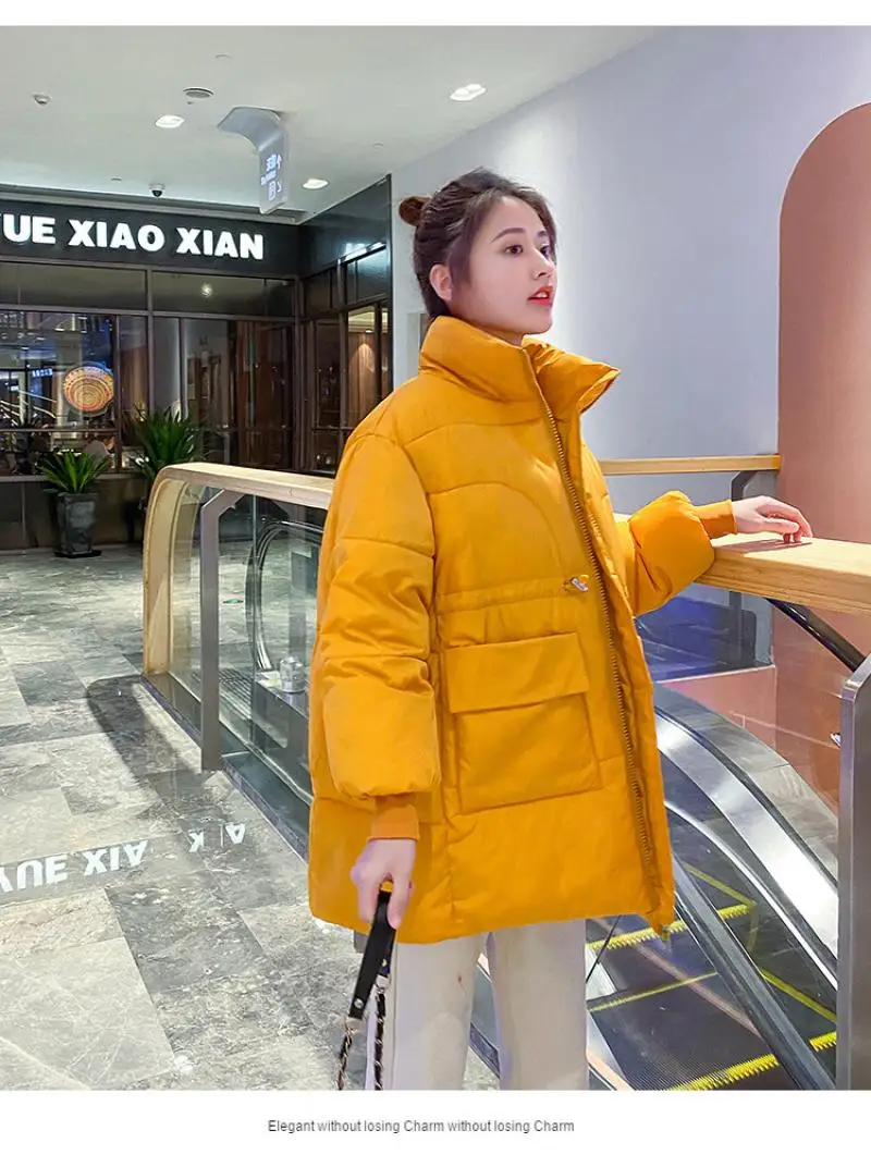 

2020 New Winter Women Solid Over Sized Long Parka Thicken Long Sleeve Zipper Pockets Coats Female Warm Loose Fashion Jackets