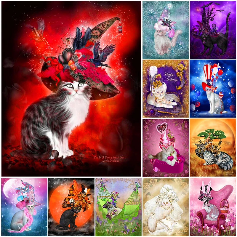 

Алмазная живопись «сделай сам» в виде кошки, алмазная вышивка, 5D мозаика, живопись, искусство, подарок, Детская Вышивка крестиком, изготовле...