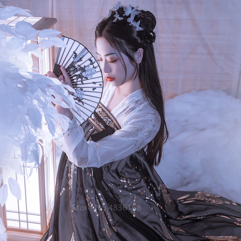 Color 1 Top Dress Hanfu Традиционный китайский национальный костюм феи Тан костюм народное Платье женское народное платье с вышивкой древняя Новогодняя одежда танцевальный Халат - Цвет: Color 1 Top Dress