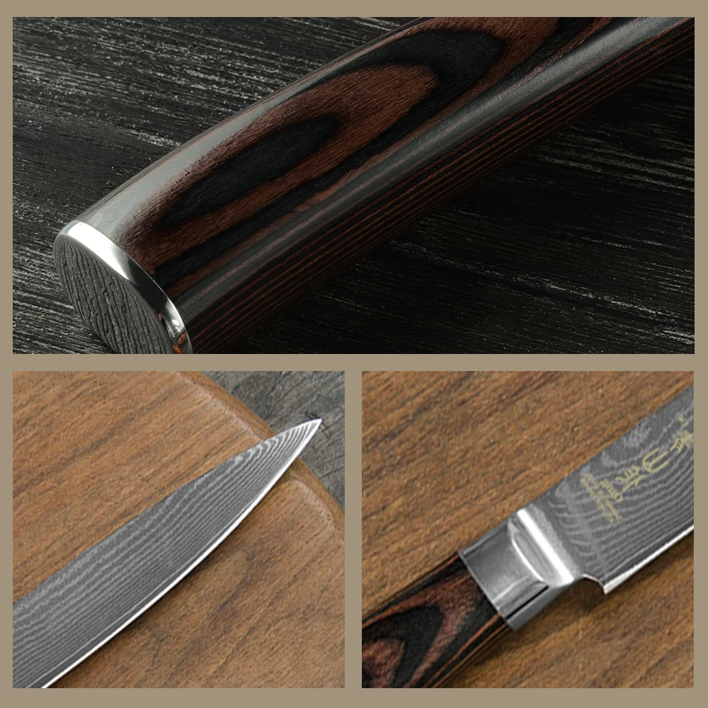 Off 5 дюймов нож 67 слоев Дамасская сталь кухонный для резки мяса профессиональный