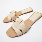 Женские пляжные шлепанцы ZARZ, коричневые кожаные сандалии на плоской подошве, Брендовая обувь больших размеров 40 для лета, 2022