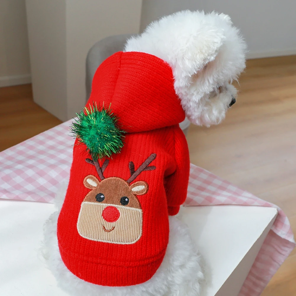 

Warm Jacket Coat Dog Cat Dresses Christmas Princess Party Red Elk Dress Clothes Pet Couple Apparel