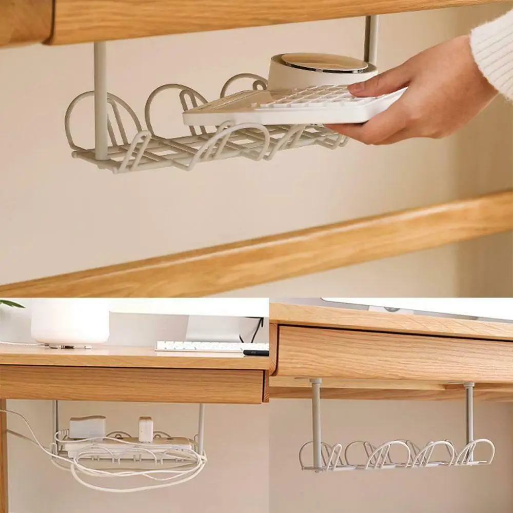 Стеллаж для хранения под столом дома и гостиной лоток управления кабелями