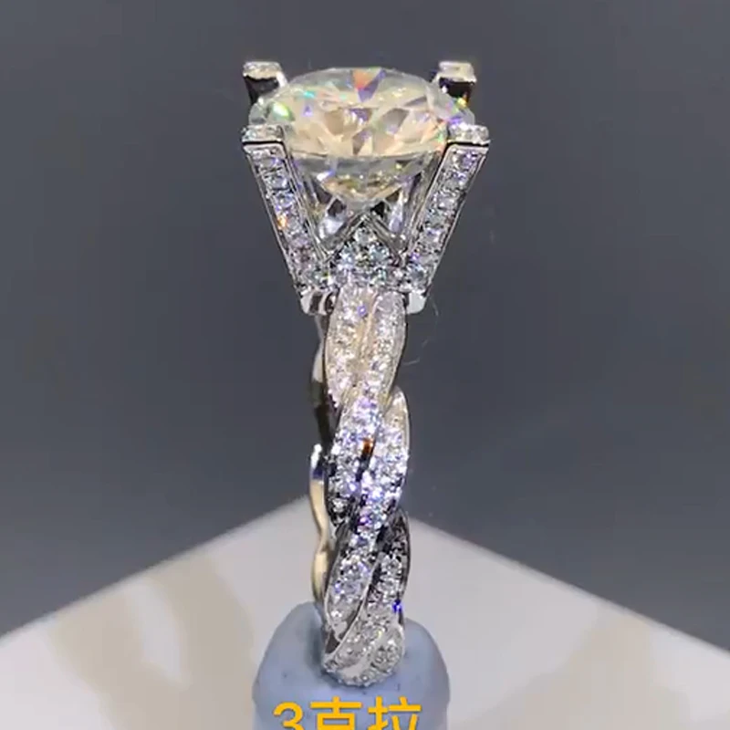 2 карат 18K Белое Золото Moissanite бриллиантовое кольцо W Cross Intersect роскошное Женское