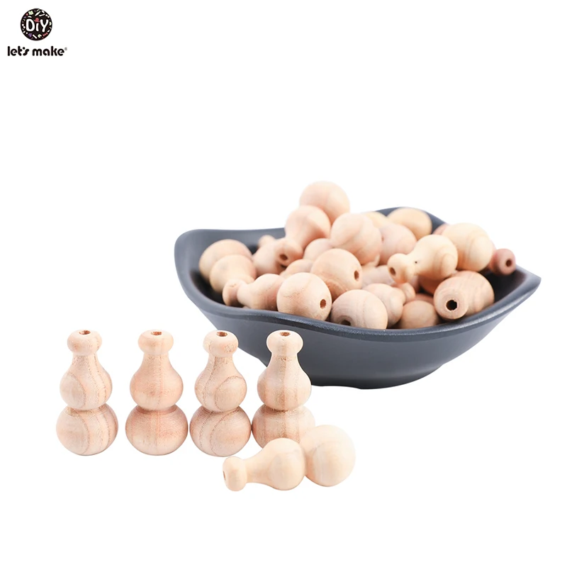 Let's Make-mordedor de madera 20 piezas para beb&eacute;, cuentas de calabaza de 30mm, juguetes para morder, cuentas de calabaza para dentici&oacute;n, cuidado Dental-2