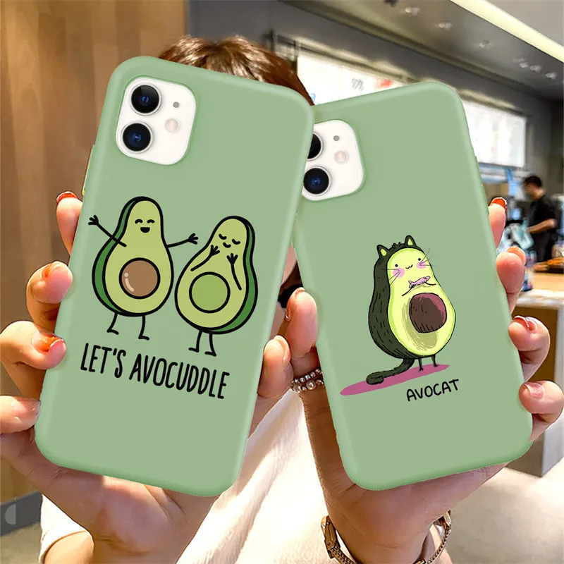 

Mosakdo Solid Color Cute Avocado Pattern Soft Silicone Phone Case For iPhone 11 Pro Max 12 Mini X XS XR 7 8 Plus SE 2020 Bumper