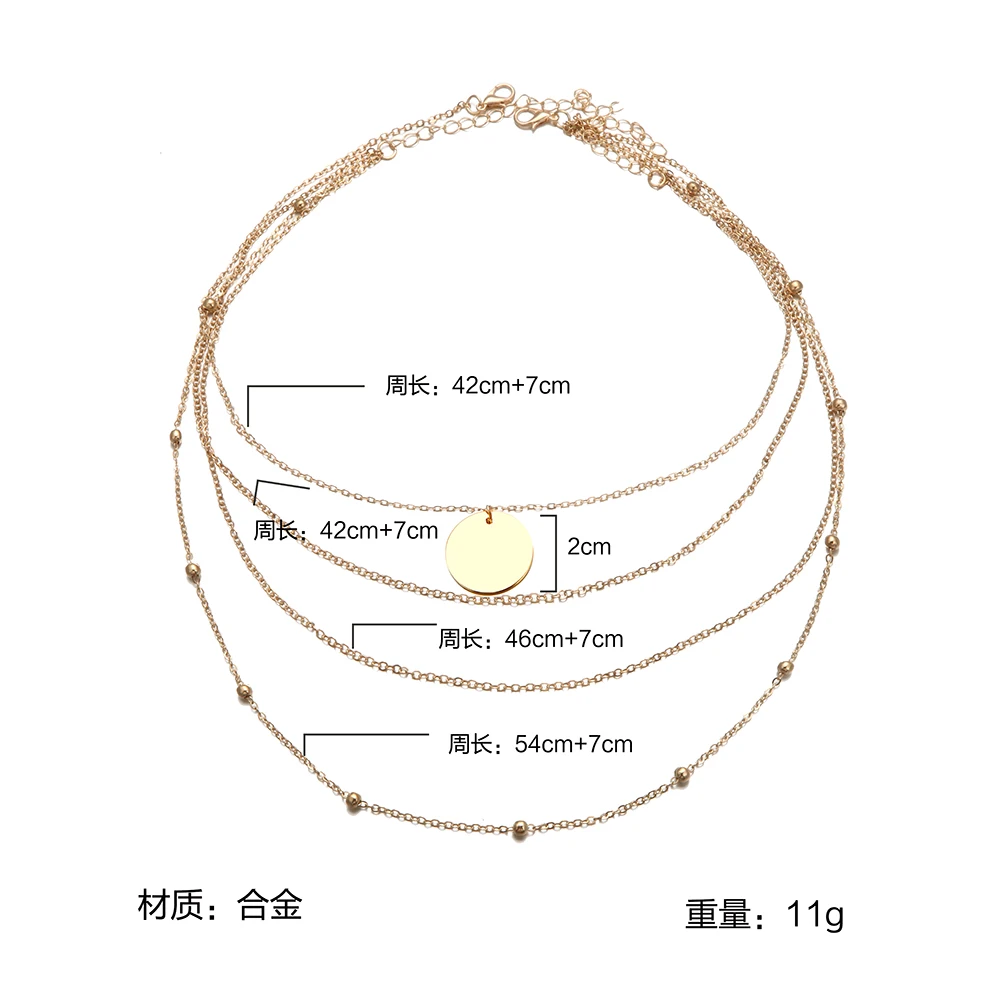 Женское многослойное колье Yunkingdom Винтажное золотистого цвета с бусинами и