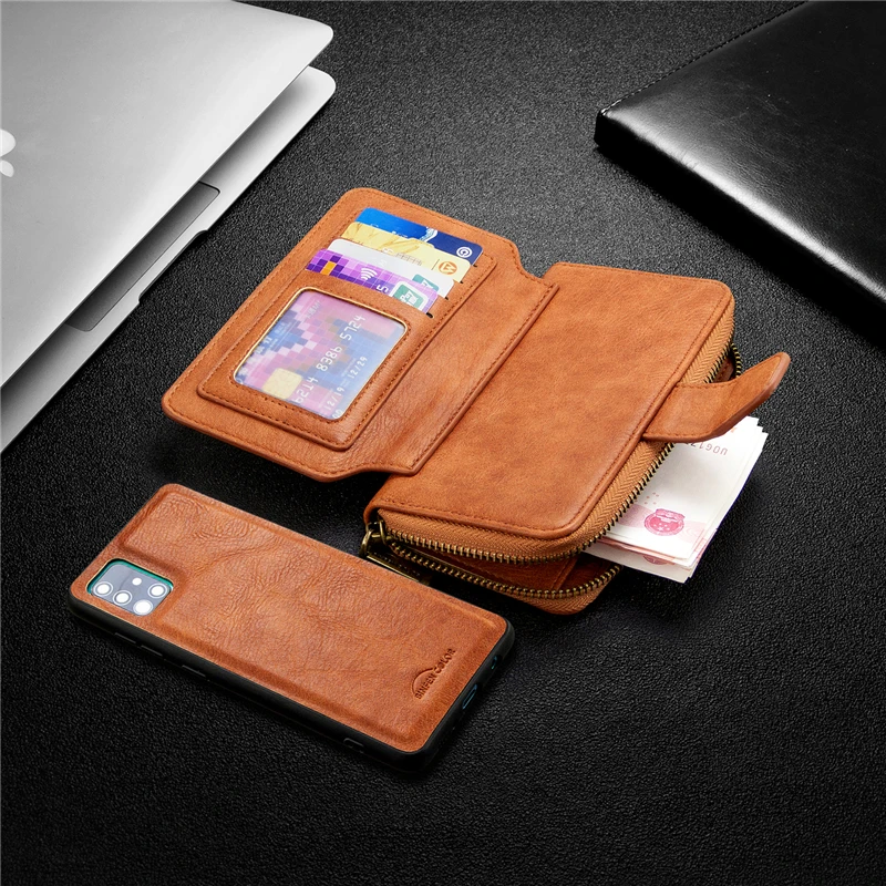 

Leather Case For Samsung Galaxy A51 A30S A50 A71 A70 A30 A20 A10 A20E 2 in 1 Purse Case For Samsung S20 Ultra S10 Plus Lite S10E