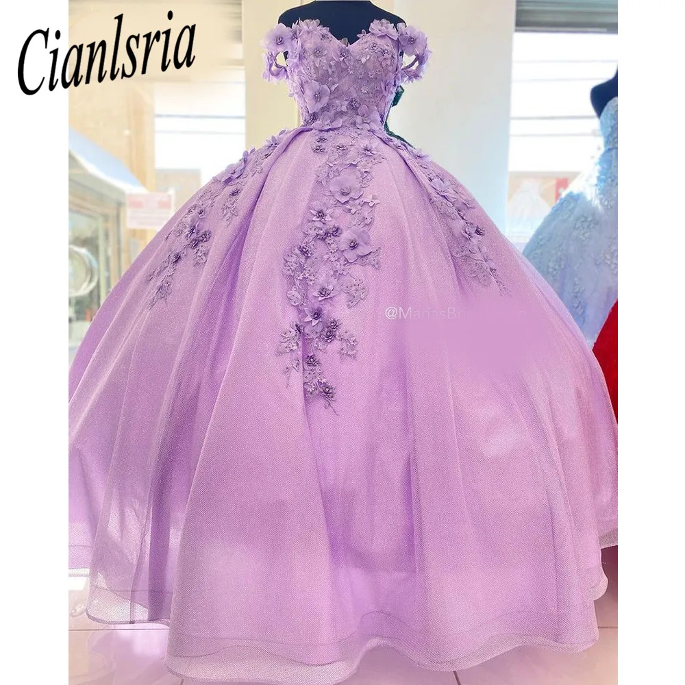 

Lilac Quinceanera Dresses Ball Gown Mexican Off Shoulder Princess Long Sweet 16 Prom Dress 15 year old