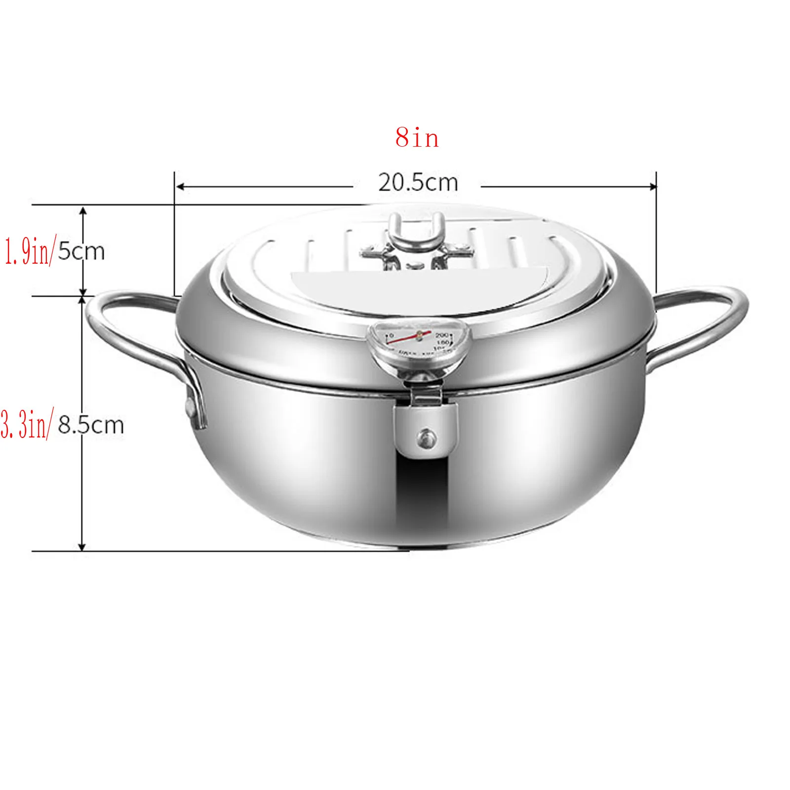 

24 Cm Frying Pan Japanese Deep Frying Pot With A Thermometer And A Lid Stainless Steel Kitchen Tempura Fryer Pan#g4