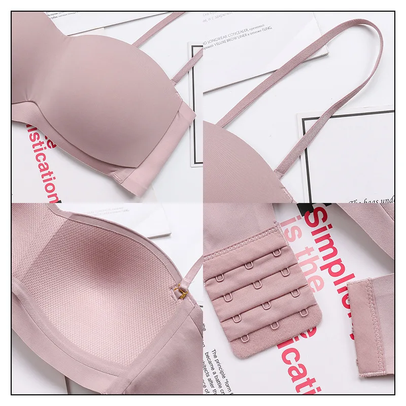 

Roseheart New Women Fashion Pink purple Sexy Lingerie Bralette Push Up Panties Wireless Bra Sets Underwear A B Female Bras