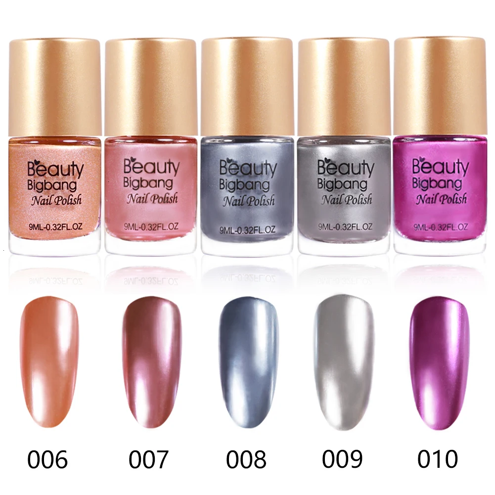 BEAUTYBIGBANG 9 мл эффект зеркальных ногтей штамповка художественный лак металлический Лак Изысканный Металл лаки для ногтей лак для ногтей