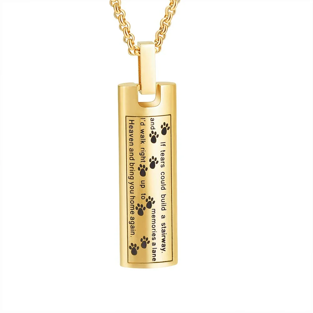

Cremation Jewelry Necklace for Ashes, Pet Paw Print Memorial Pendant Stainless Steel, Dog Ashes Keepsake Locket for Women Men