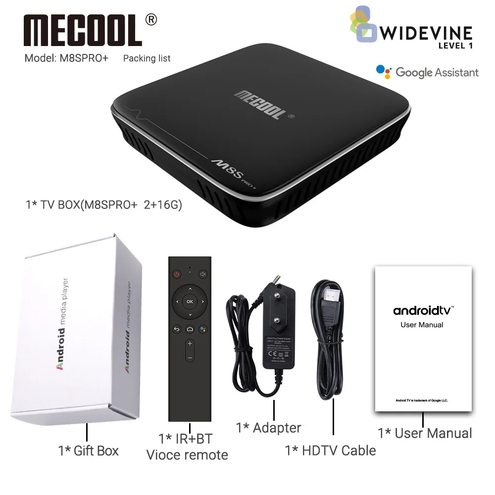 Золотой Mecool ТВ коробка M8S PRO Plus 2 ГБ+ 16 Гб Amlogic S905W Octa Core 4K set top tv Box Android 7,1 2,4G Wi-Fi Bluetooth 4,2 голос Управление - Цвет: Золотой