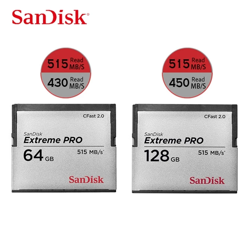Сандиск Компакт Флэш Карта Экстрим Про Сфаст 2.0 КФ Мемори 64ГБ 128ГБ 256ГБ Для Видеокамеры И Камкордеров 4К