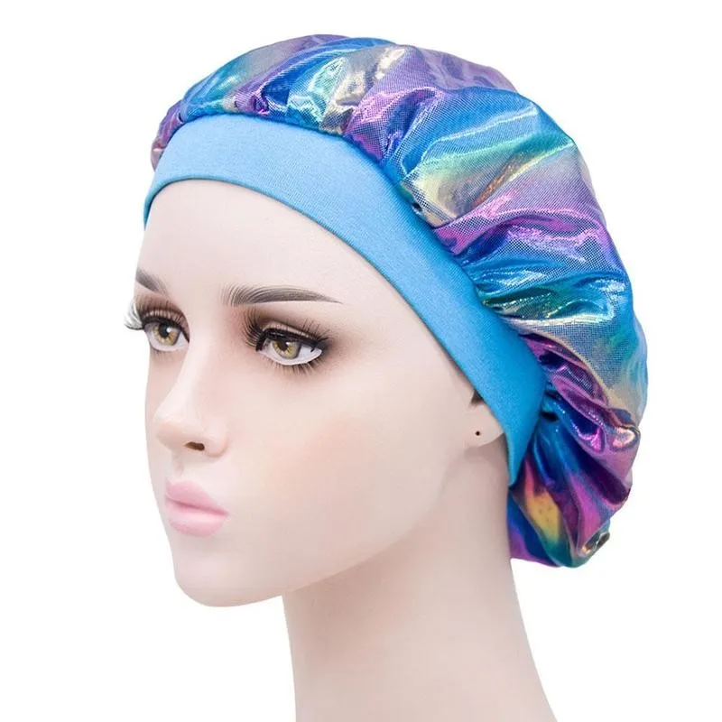 

1pcs Bonnet Satin Hair Night Sanitary Cap Night Sleep Heating Cap Hair Care Satin Hat Wide Elastic Band Bonnet Satin Hair Night