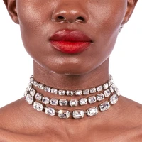 the new fashion full rhinestone chain round multi layer choker collar jewelry initial crystal bling necklace choker statement