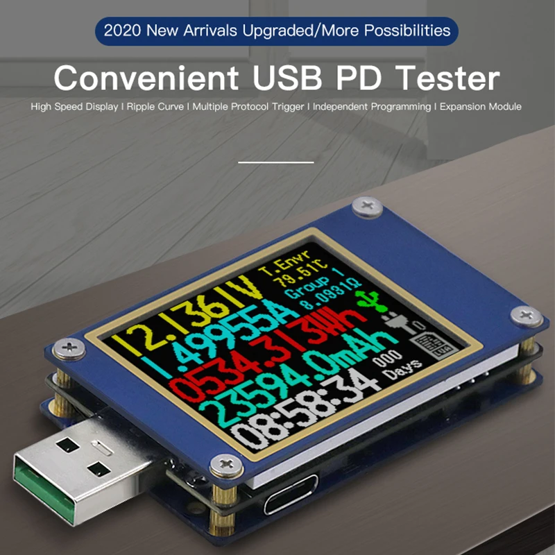 USB тестер YK001 для быстрой зарядки 1 77 дюйма цифровой вольтметр амперметр