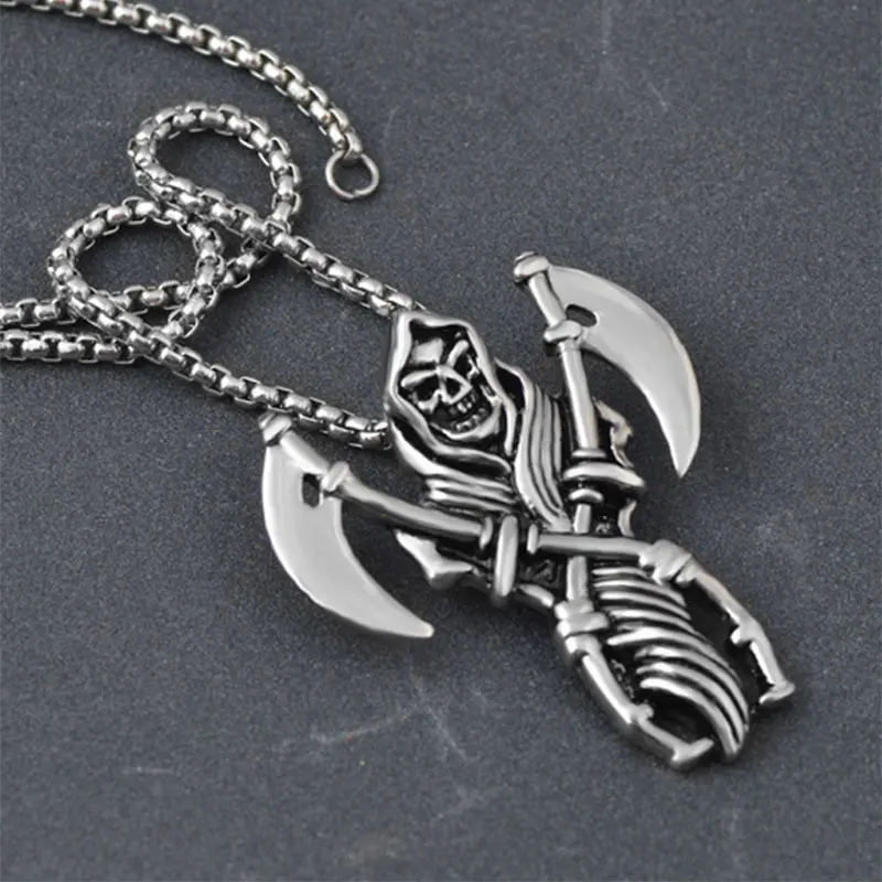 Ожерелье из нержавеющей стали с серповидной головкой винтажное ожерелье в стиле