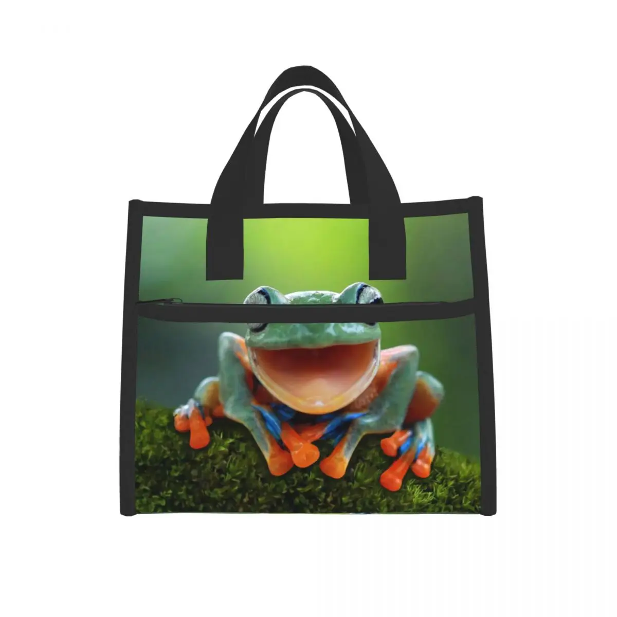 

Frog Lunch Bags for Women Insulated Lunch Box Cooler Tote Bag with Front Pocket Reusable Lunch Bag for Men Adults Girls