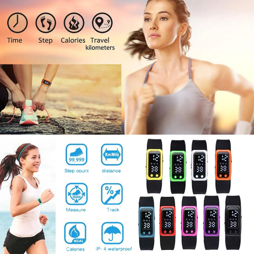 Часы Relogio цифровые часы для мужчин силиконовый браслет Запуск шаг Шагомер