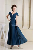 free shipping new fashion 2013 dinner dress blue formal dress cap sleeve maxi dresses chiffon long mother of the bride dresses