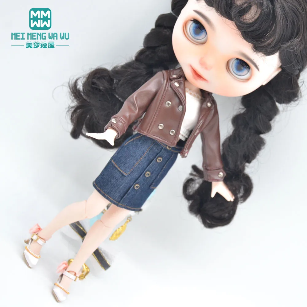 Одежда для куклы Blyth модные кожаные куртки юбки обувь 28-30 см аксессуары Azone