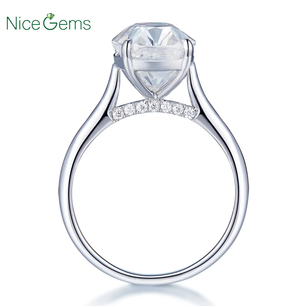 NiceGems 14K белое золото 5 CT обручальное кольцо из муассанита в форме подушки с