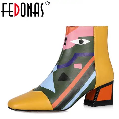 Модный бренд FEDONAS; Женские зимние ботильоны; Теплая женская обувь на высоком каблуке; Женские вечерние свадебные туфли-лодочки; Классически...