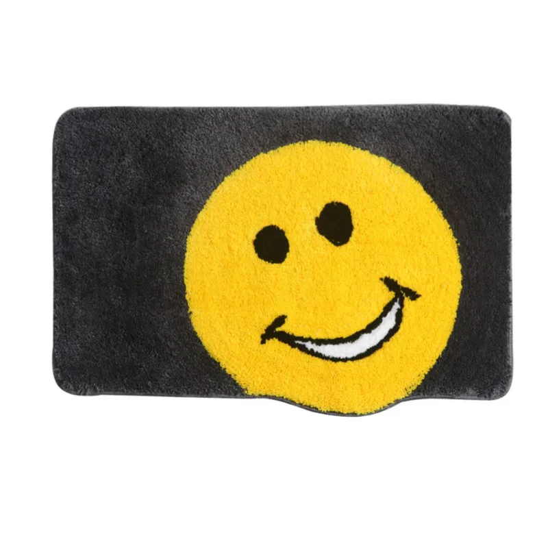 

Cartoon Smile Face Bath Mat Thickened Microfiber Shower Rug Soft Doormat Machine Washable Hallway Porch Carpet for Living Room